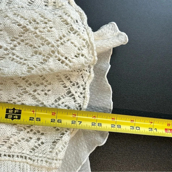 Vintage America Blues Cardigan Women's Large Ivory Boho Fairycore Romantic Sheer - Picture 8 of 12